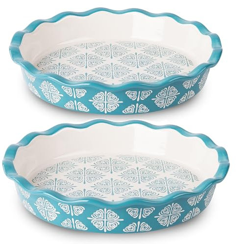Wisenvoy Pie Pan Ceramic Pie Dish Blue Pie Plate Porcelain Deep Dish Pie Pan Non-Stick Pie Pans