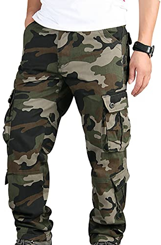 Pantalones Cargo Hombre Mens Cargo Pants Pantalón Trabajo Hombre Pantalon Camuflaje Trekking Tactico Hombre Bombachos Pantalones Jogger Militares Multibolsillos Hombre Cargos Talla Grande Verde 32
