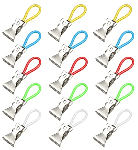 15 bunte Handtuchklammern, Badezimmerklammern, Metallklammern, Eisenklammern, Organizer, für Küche, Badezimmer, Büro, Urlaub (5 Farben)