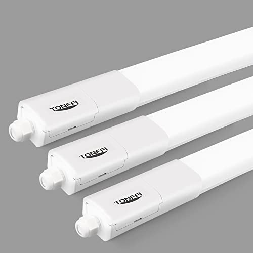Tonffi 3 Pièce Neon LED 150cm, Reglette LED 60W 7000LM Linkable Tube Led Lampe d'atelier IP65 Imperméable, Luminaire Plafonnier pour Atelier,Sous Sol, Parking, Bureau, Grange,Blanc Neutre 4000K