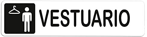 Becral® - Señal adhesiva de PVC VESTUARIO HOMBRE | Placa puerta PVC BLANCO | Señal informativa | Cartel Puerta 200X50mm