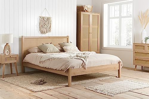 Birlea Croxley Rattan King size Bed Oak