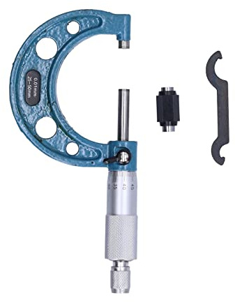 Micromètre Extérieur, Micromètre D'épaisseur en Acier Inoxydable Outil de Mesure D'épaisseur de Haute Précision avec clé 0,01 Mm (25-50mm)