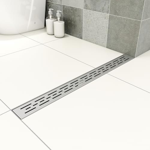 OCEAN ITALY Scarico Doccia a Pavimento 130cm, Canaletta di Scarico Lineare, Canalina per Doccia in Acciaio Inox, Set Completo, Regolabile, Sifone Antiodore, Rettangolo