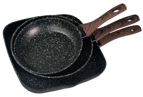 Suinga Sartén Juego de 2 sartenes Ø20-Ø24 + Grill 28 cm, revestimiento piedra.