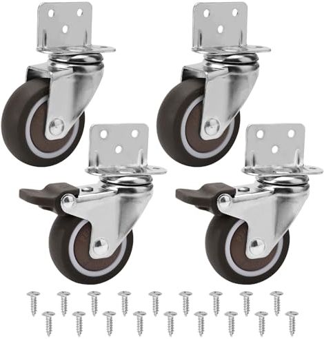 Juego de 4 Ruedas Para Muebles De 50 MM con Forma de L Ruedas Giratorias Carga hasta 120 KG Sin marcas Ideal Ruedas Para Mover Muebles para Mesas Pequeñas Muebles Zapateros con 2 Frenos