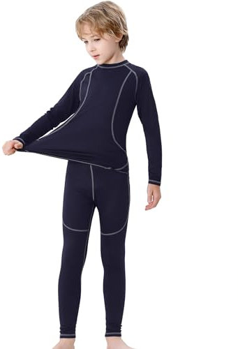 Terecey Thermounterwäsche Kinder Fussball Funktionsunterwäsche Jungen Skiunterwäsche Mädchen Atmungsaktiv Warme Unterwäsche für Radfahren Ski