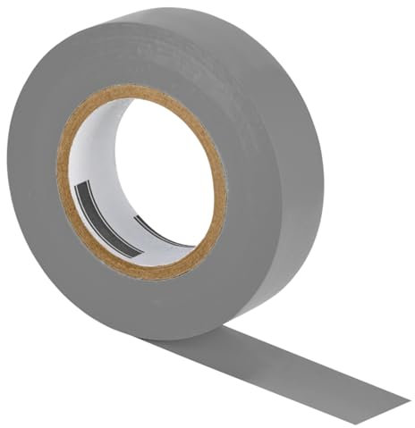 ISOLATECH 1 rollo de cinta aislante de PVC, gris, 19 mm x 20 metros x 0,15 mm, VDE 0340-3-1 2002-03 DIN EN 60454-3-1, ignífugo, se puede quitar sin dejar residuos