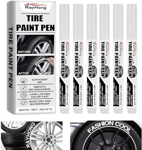 Laralily 6 PCS Reifenmarker,Reifen Stift Weiß Wasserfest,Wasserfest Reifenmarkierstift für Auto,Motorrad & Fahrrad,Reifenstift Weiß Wasserfest Präzise Linienführung & Ergonomisches Design