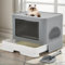 YITAHOME Cat Litter Box Tray Large Enclosed Cat Toilet with Lid, Hooded Tray with Drawer Pan, Litter Scoop, Self Groomer, Deodorizer Filter, Front Entry Top Exit (Grey)