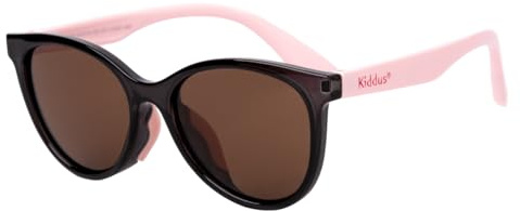 Kiddus Lunettes de Soleil Fille 4-8 Ans, Polarisées UV400 CAT3, Monture TR90 Flexible, Branches TPE, Pont en Silicone, Certifiées CE ISO REACH