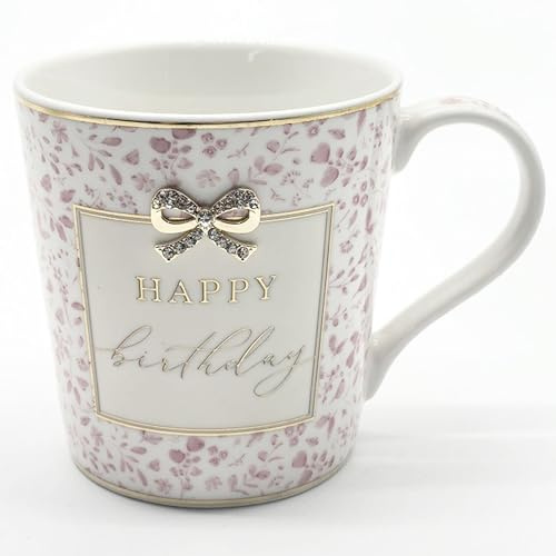 Mindre & PAVEY Madelaine Grattis på födelsedagen mugg Madelaine by Hearts design, te och kaffemuggar för varma drycker | Fint porslin tryckta muggar för kök och hem | återanvändbara keramiska koppar