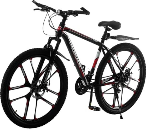 TRIOBLADE 27.5 Inch Mountain Bike 21 Speeds 10 Spoke Wheels Mountain Bicycle for Adult Disc Brake Bicycle for Men Women Adult (Black&Red)