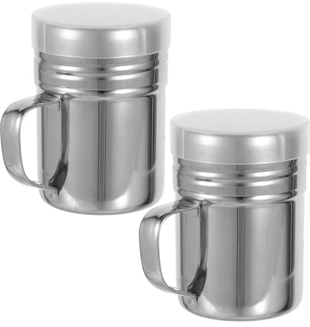 IMIKEYA 2 espolvoreadores de Acero Inoxidable para azúcar Glas - Dispensador de azúcar Glas de Malla Fina, salero y pimentero para Cocina