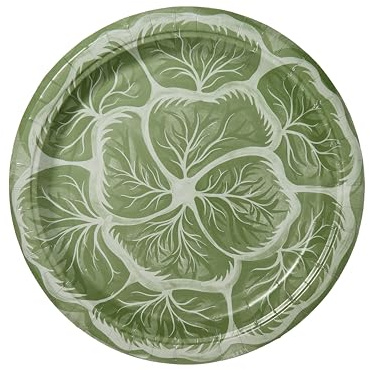 Melissa's Garden Cabbage Disposable Paper Dinner Plates Pack of 8 - Great for outdoor events, bbqs, dinner parties, weddings, birthdays, bachelorette parties (Green)