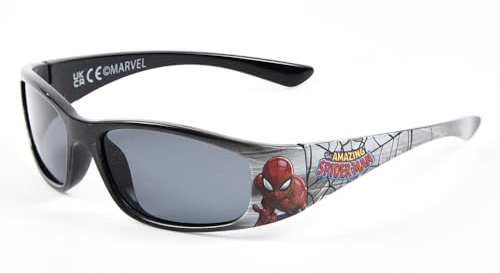 CARTOON Gafas de sol para niño Spider-Man UV400 Cat.3, lentes acrílicas, montura de policarbonato, ligeras y resistentes, diseño deportivo envolvente Marvel, idea regalo