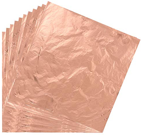 KUUQA 100 Blatt Blattkupfer Imitation für Vergoldung Handwerk, Kunstprojekt Handwerk Dekoration (14x14 cm) (Rose Gold)