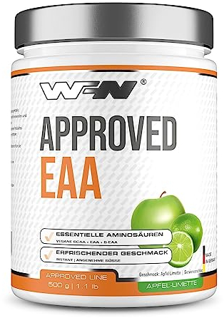 WFN Approved EAA - Mela Lime - 500 g – 9 aminoacidi essenziali + L-istidina - EAA istantanei in polvere - Vegan - Prodotto in Germania - Testato in laboratorio esternamente