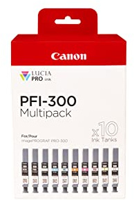 Canon PFI-300 flerpack skrivarbläck för imagePROGRAF PRO-300 med 10 bläckpatroner i plastfri förpackning, flerpack