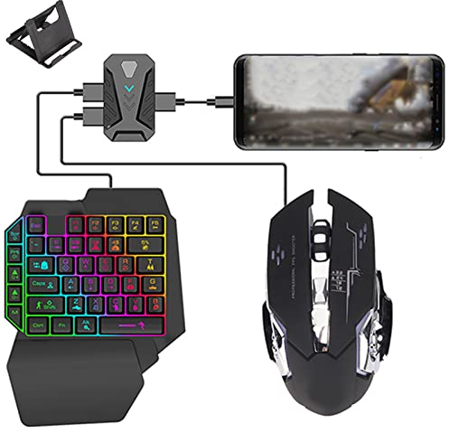 Annadue Einhändige RGB Gaming Tastatur SwitchMouse Converter Gaming Mouse Combo Einhändige Kabelgebundene Gaming Tastatur Maus Adapter Konverter für One, für, für Switch(Mix Pro+F6
