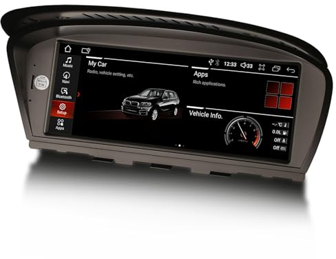 Erisin 8,8 Pulgadas 4GB+64GB Android 14 Radio Coche Pantalla GPS Navegador para BMW Serie 3/5/6 E90 E91 E92 E93 E60 E61 E63 E64 Sistema CCC Bluetooth CarPlay Android Auto WiFi 4G Dab+ USB DSP Canbus