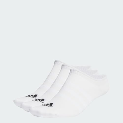adidas Unisex adulto Thin and Light No-Show Socks 3 Pairs, White / Black, 6.5-8