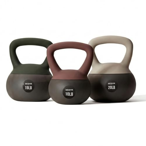 WeGym Soft Kettlebell with Cushioned Impact Resistant Base, Anti Slip Wide Grip Handle for Home Workouts, Weightlifting, Full Body Training (10+15+20LB - 3 Pcs Mix)