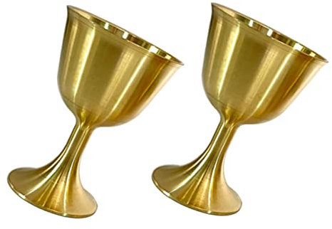 ABOOFAN Messing Weinglas 2Er Set Retro Heiliger Kelch Für Tempel Buddhistische Zeremonien Und Hausgebrauch 1.57 Zoll Hohe Trinkbecher Mit Polierter Oberfläche
