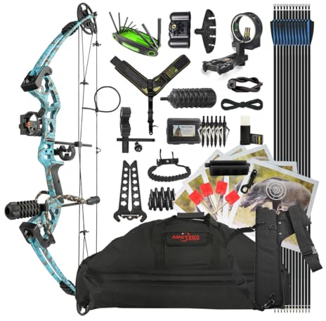 surwolf Compoundbogen Set 30~55LBS Einstellbare,Jagd Compound Bogen und Pfeil Set Jagdbogen für Erwachsene Jugend Angeln Jagd, Zielschießen,Rechts&Links(blau, Rechts)