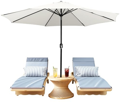 Daromigo Ombrellone da 350 cm con manovella, ombrellone da giardino, protezione solare dai raggi UV 50+, ombrellone da mercato, impermeabile, per giardino, terrazza, balcone, senza supporto, beige., Ø
