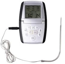 MASTRAD – Thermo-Sonde De Cuisson m classic + – Vos Recettes Cuites À La Perfection – Minuteur Intégré – Boitier Aimanté – Compatible Four et Induction – Poignée 100% Silicone – Pile LR3 fournie