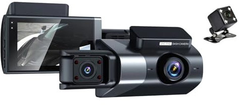 Docooler Cámara de salpicadero con tres cámaras, 1080P HD, DVR para coche, cámara de seguridad para coche, ultra gran angular de 170°, visión nocturna por infrarrojos, grabación en bucle 24 horas