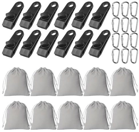 10 Pièces Sac De Poids Portable pour Rideaux, Sacs De Sable avec 8 Mousquetons Et 8 Clips, Sacs De Poids, Poids pour Tonnelle pour Rideaux Extérieurs, Nappes（20 X 25 cm）