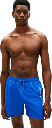 Tommy Hilfiger Short de Bain Moyen avec Cordon de Serrage et Poche zippée pour Homme, Bleu (Regal Blue), Taille L