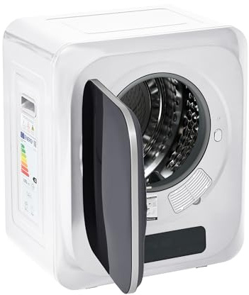 ECLIVON Secadora de Evacuación 4 kg con Pantalla LED, 6 Programas, Carga Frontal Secadora de Ropa 850 W, Montable en la Pared Secadora de Ropa con Tambor Inox, para Piso, Casa, 57,5x48x40 cm (Blanco)