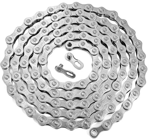 6/7/8 Speed Bicycle Chain, 116 Links Bicycle Chain with Double X Bridge Design, for Mountain Bikes Road Bikes Chain （Silver）