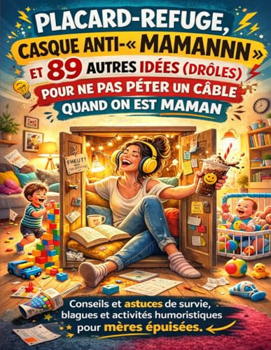 Placard refuge, casque anti « Mamannn » et 89 autres idées (drôles) pour ne pas péter un câble quand on est maman: Conseils et astuces de survie, blagues et activités humoristiques pour mères épuisées