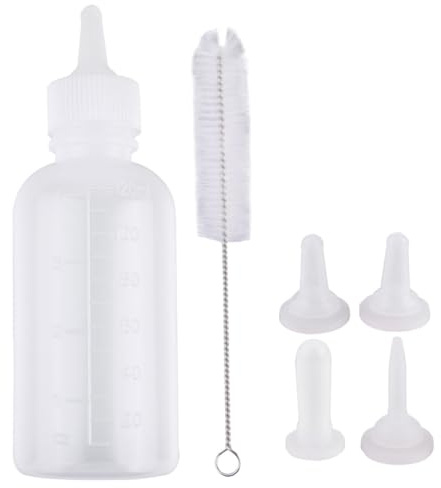 GLEAVI 6pièces Kit de Biberons pour Nourrisson Animal avec Brosse de Nettoyage Bouteilles de Lait pour Chatons et Chiots Non Sevrés Portable et Pratique