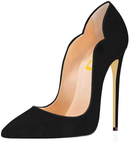 FSJ Women Classic Pointed Toe High Heels Sexy Stiletto Pumps Office Lady Dress Shoes Size 8 Black-Suede