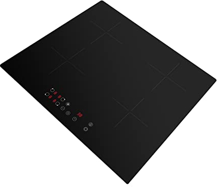 WEIBO 7000W Built in 590 * 520mm Black Glass 4 Zone Touch Control Electric Boost Induction Hob Black