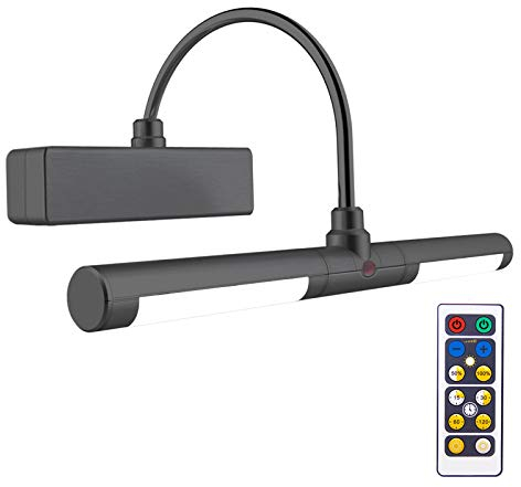 HONWELL Bilderleuchte LED Batteriebetriebene LED Wandleuchte mit Fernbedienung, Drehbare Leuchtenköpfe mit 3 Beleuchtungsarten, Dimmbare Bilderleuchte mit Timer zum Malen Foto Portrait Art, schwarz