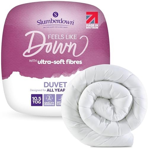 Slumberdown Feels like Down Single Duvet 10.5 Tog All-Year Round Comfort | UK-Made, Ultra-Soft Microfibre Single Quilt, Non-Allergenic, Machine Washable, 2-Year Guarantee (135 x 200cm)