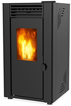 SUPRA ORPHÉE 8 NOIR - Poêle à granulés 8 kW haute efficacité, capacité réservoir de 15 kg, système de nettoyage, autonomie jusqu'à 22 heures, noir