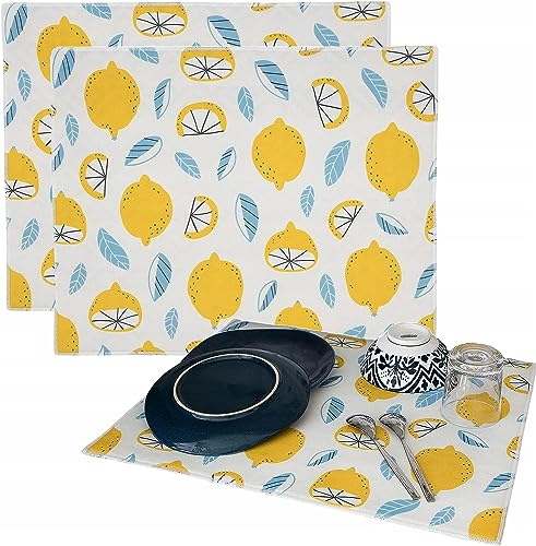Hamur Home Set 2 Stück Abtropfmatte Trockenmatte fürs Geschirr 40x46cm Schnelltrocknend Spülbeckenmatte Geschirrabtropfmatte Geschirrunterlage für Küche