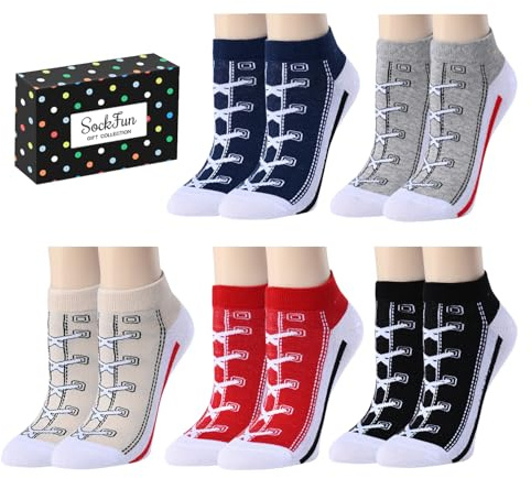 Socks That Look like Shoes - 5 Pack Gag Sneaker Socks for Women, Funny Gifts for Her