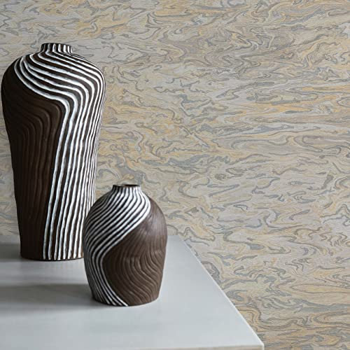 TADESSI Wellen Lio M1-No.1798 - Carta da parati in tessuto non tessuto, colore arancione chiaro, beige, struttura per soggiorno, camera da letto, cucina