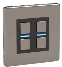 Lightwave LP22MK2 Smart Dimmer with Energy Monitoring, 2 Gang, Stainless Steel - Works with Alexa, Google Assistant, HomeKit. iOS & Android Compatible