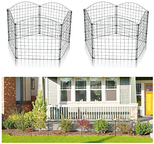 Joparri Gartenzaun Teichzaun, 22 Stück Set Teichzaun, Freigehege, Steckzaun Metall Gitterzaun - 10 Zaunelemente 12 Befestigungsstäbe (Oberbogen)