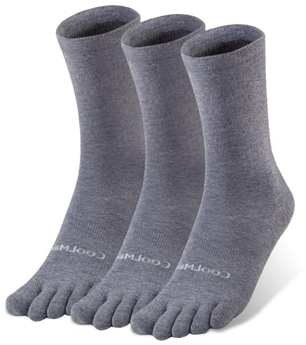 OrrinSports Toe Socks Liner Crew Socks for Men Women Coolmax Five Finger Socks 3 Pairs Running Socks
