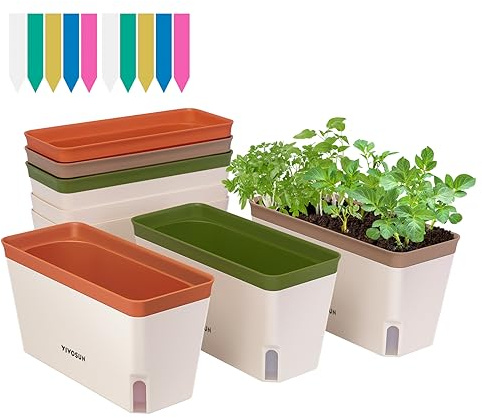 VIVOSUN Self-Watering Planters, 6-Pack 10.5 in Window Herb Planter Box